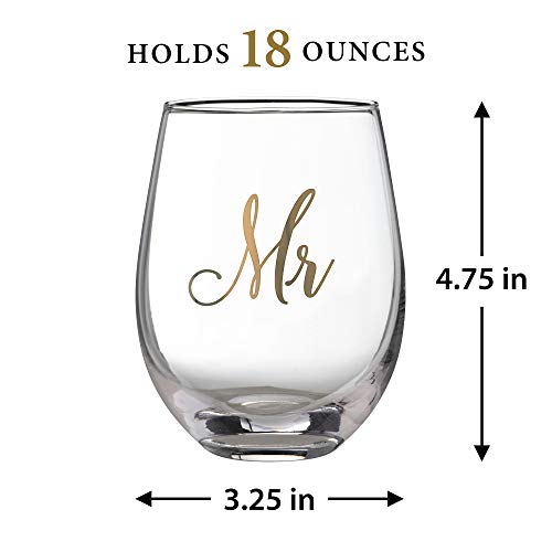 Lillian Rose Gold Mr. Stemless Wine Glass, 16Oz, Yellow, G115 Mr #TOP2