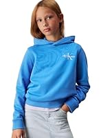Calvin Klein Unisex Kids Unisex Monogram Hoodie, Ozone Blue, 12