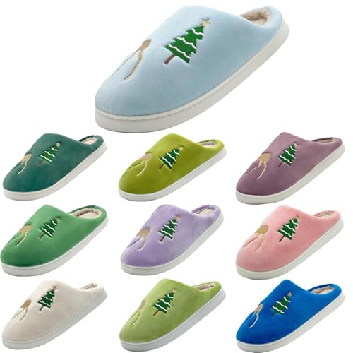 Zapatos de Navidad para mujer, pantuflas acogedoras para mujer, zapatos de árbol de Navidad, pantuflas de espuma viscoelástica, con forro polar, zapatos de interior, pantuflas mullidas y