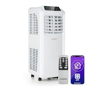 Klarstein Mobile Klimaanlage mit Abluftschlauch, 3-in-1 Klimagerät mit Ventilator & Luftentfeuchter, Kleine & Portable Klimaanlage für Wohnung & Büro, mit Nachtmodus & App-Steuerung, 9000 BTU