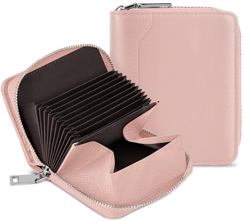 Image of HUANLANG Mens Wallet RFID Blocking Multi Card Holder Wallets for Men Bifold Wallet with Zipper Small Men's Leather Wallet