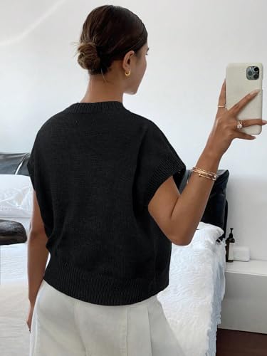 Image of SOLY HUX Women's Short Sleeve Sweater 3D Floral Sweaters Pullover Tank Tops Knit Vest Trendy Fashion Clothing