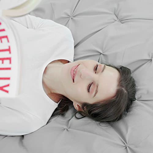 Touchutopia King Size Comforter Set, Pinch Pleat Luxurious King Bedding Set, Grey King Comforter Sets Ultra Soft For All Season (1 Comforter, 2 Pillowcases) #TOP6