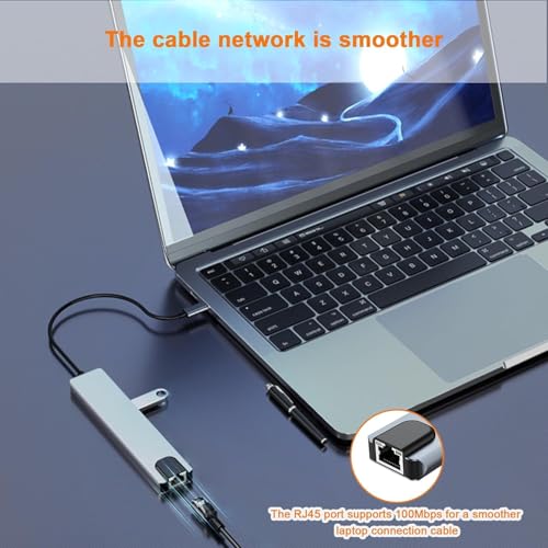 Image of USB C Hub - 8-in-1 USBC Adapter with USB, C-USB, 100W PD, USB 3.0 5Gbps Ports, SD /TF Card Reader - USB-C Dongle for Office, Meetings, Travel & Home Setup-Silver