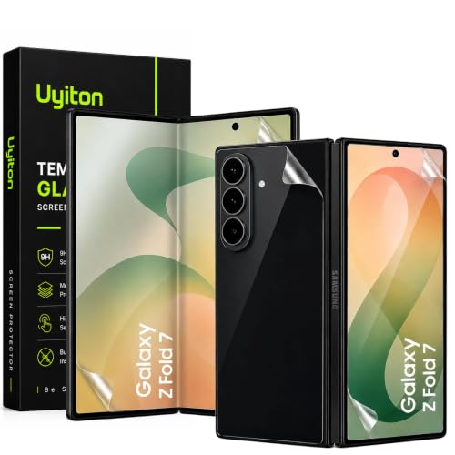 Image of Uyiton 4-in-1 Screen Protector for Samsung Galaxy Z Fold 7 | HD Clear Screen Guard Set with Front Screen, Back Panel, Inner Display & Hinge Protector | Anti-Scratch | Bubble-Free Easy Installation