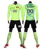 HDSD Benutzerdefiniert Trikot Jeder Name Nummer Team Logo Fußball Trikot Kinder Männer Jungen Personalisierte Fussball Trikot (Fluoreszierendes Grün lang)