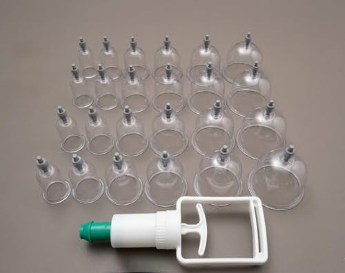 Image of Vacuum Cupping Therapy Set 24 Pcs - DVESH Cupping Kit for Pain Relief, Muscle Recovery, Body Massage & Blood Circulation - Portable Manual Therapy Cups with Magnetic Heads, Transparent Design