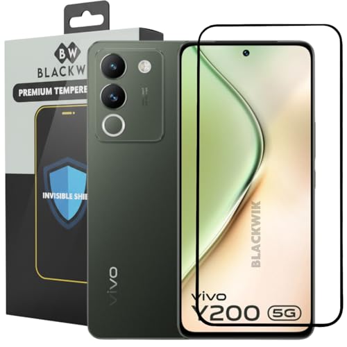 Image of Blackwik Tempered Glass Screen Protector for Vivo Y200 / Vivo Y200E with Edge-To-Edge Protector Coverage | Easy Installation Kit (Black)