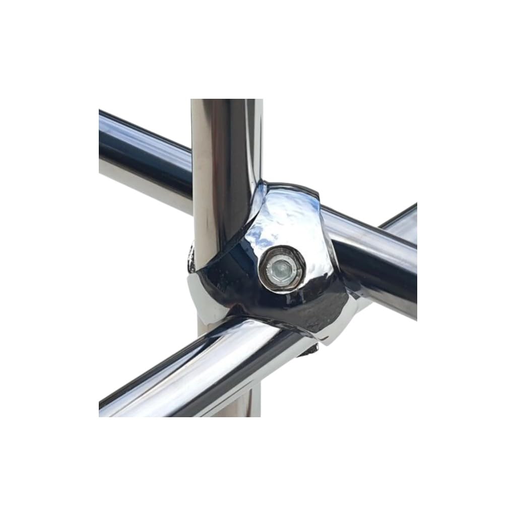 Clothes Garment Rail System – Walk-In Wardrobe Hanging Rail Kit – Heavy-Duty Chrome Tubing for Retail & Home Use – Customizable Hanging Storage Display Solution (25mm-Tri Clamp)