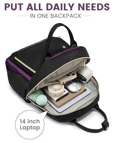 Image of LOVEVOOK Mini Backpack Purse for Women, Small Backpack Bag, Stylish Light Weight Daily Travel Backpack, Black-Purple