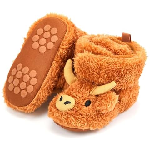ShinyMatch Baby Booties Highland Cow Baby Shoes Animal Unisex Newborn Infant Slippers for Toddler Infant Boy Girl (3-6 Months) Cover