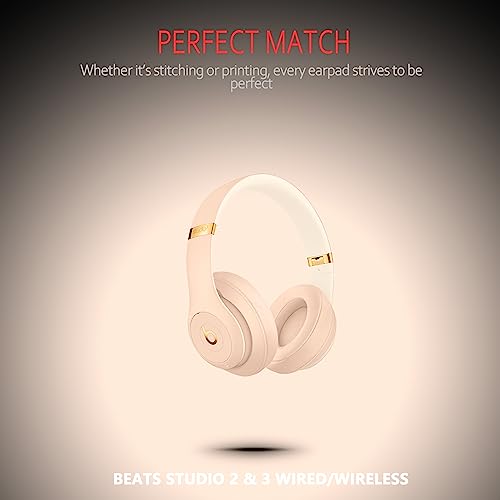 Almohadillas para auriculares Beats Studio 3 Wireless, compatibles con Beats Studio 2 y 3 con cable o inalámbricos (modelos B0500 y B0501), piel sintética y espuma viscoelástica, color dorado satinado miniatura 6