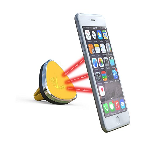 Veopulse Support téléphone magnétique de Voiture pour Grille d'aération Jaune - Universel : Compatible Tous Smartphones