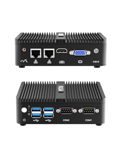 Image of HYSTOU Mini PC Fanless Industrial: 8GB Ram DDR4 256GB SSD Micro Computer Celeron J4125 Dual LAN Mini Desktop PC Windows 10 Pro with Dual Band WiFi Bluetooth