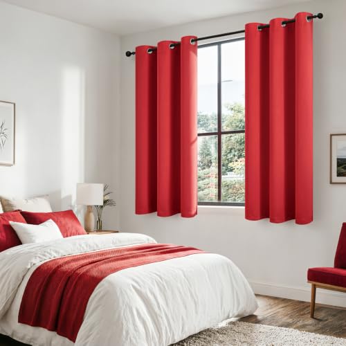 Image of MIULEE Red 100% Blackout Curtains for Bedroom 40x54 Inch Length 2 Panels