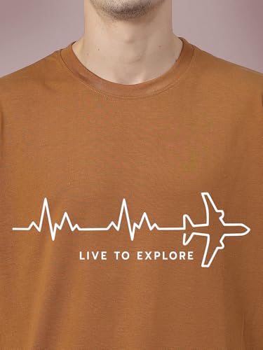 Image of CHKOKKO Mens Polyester Stylish Oversized T Shirt for Daily & Casual Wear Printed Design with Drop Shoulder & Half Sleeves