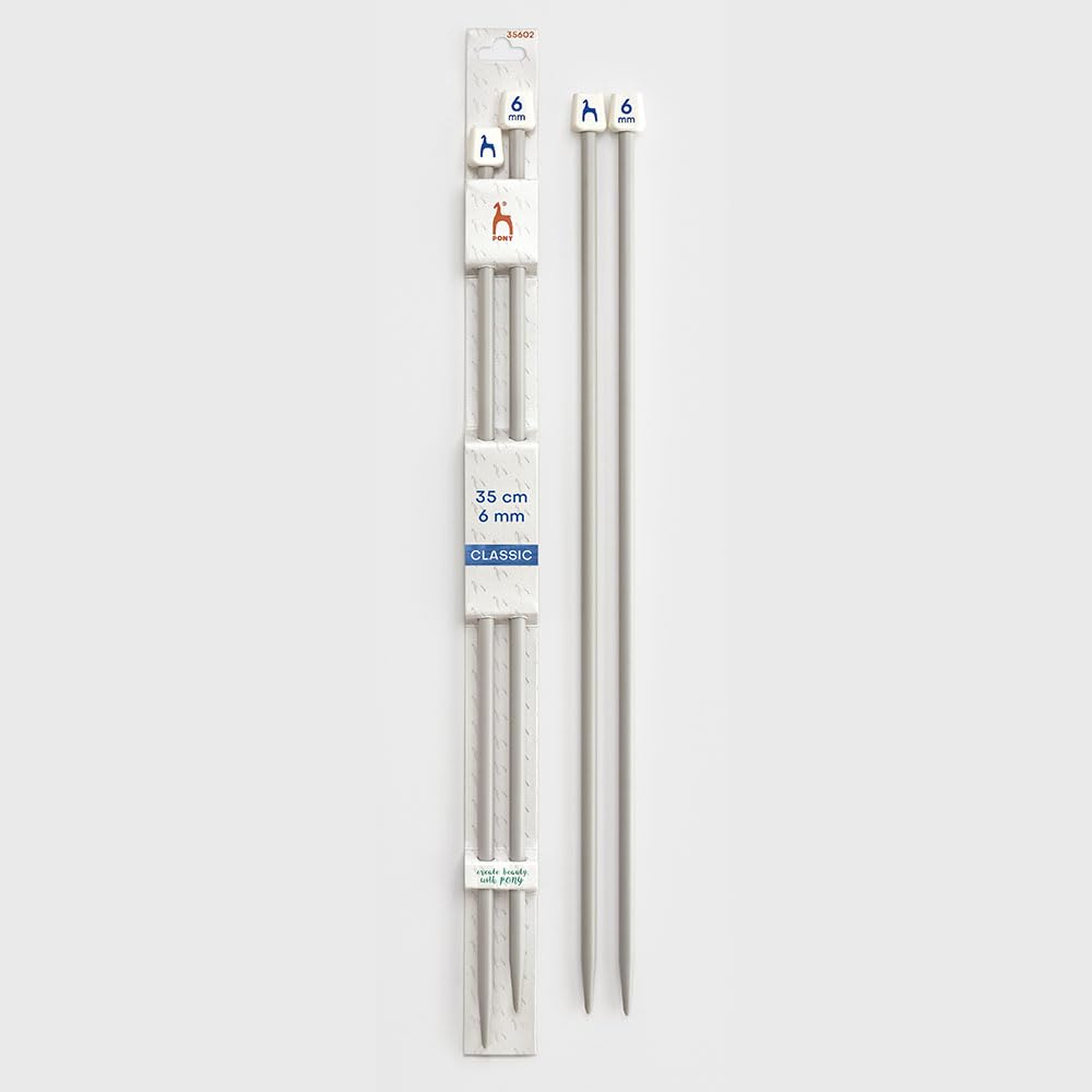 Pony Classic Single Point Needles Aluminium 35cm 6.00mm 1pc, Grey, (35cm, 6.00mm)