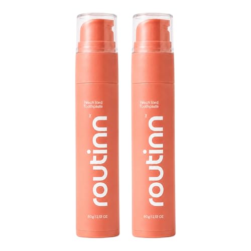 Image of Routinn Peach Iced Toothpaste Gel with Fluoride & Zinc | Peach Flavor with Cooling Finish | Sensitivity Support, Enamel Care & Fresh Breath | Airless Pump Dispenser | Unisex Daily Oral Care - 2 Packs