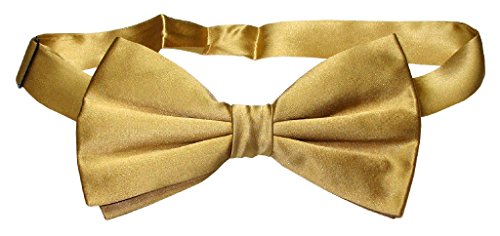 100% SILK BOWTIE Solid GOLD Color Men's Bow Tie for Tuxedo or Suit