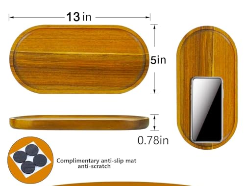 Image of Premium Luxury 100% Natural Acacia Wood Serving Tray Set of 3, Wooden Oval Snack Tray for Kitchen, Coffee, Fruits & Decor, Durable Food-Safe Serving Platter, Natural Finish