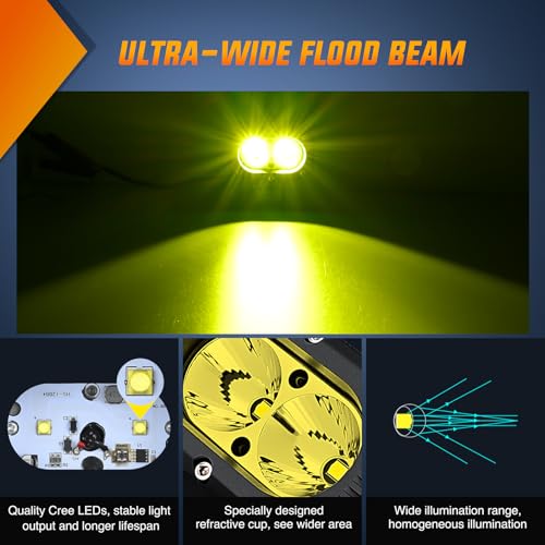 Image of Nilight LED Pod Light 24W 4 Inch 2PCS Yellow Flood Beam Driving Lights Pods IP67 Waterproof Auxiliary Offroad Lighting for Truck Tractor SUV ATV UTV Golf Cart Boat Motorcycle Dirt Bike