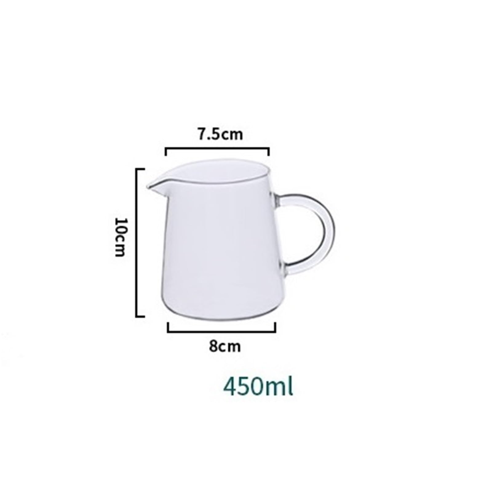 Jarra de cristal 2 uds., jarra leche 300/450/600ml, café transparente, vertedor y té Para café(450ml)