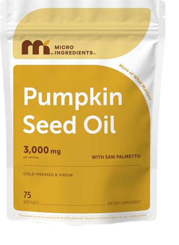 Micro Ingredients Pumpkin Seed Oil with Saw Palmetto 75 Softgels | Cold Pressed Pure Virgin Oil Essential Fatty Acids & Phytosterols | Natural Herbal Supplement | Non-GMO