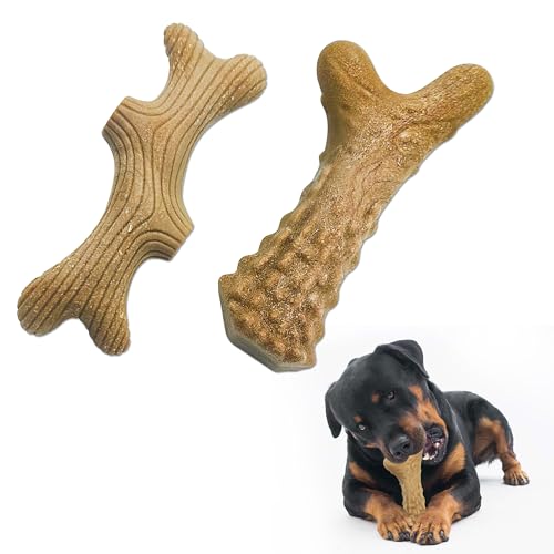 CARELAX Durable Dog Chew Toys for Aggressive Chewers - Real Bacon Flavor, Indestructible 2-Pack for Large Dogs, Medium & X-Large Options Available， Size-2