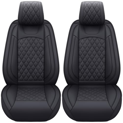 Image of Aierxuan Front Car Seat Covers for Most Cars with Waterproof Leather(Black)