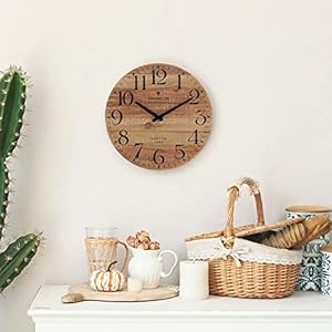 NIKKY HOME Rustic Farmhouse Wood Wall Clock - 12 Inch Battery Operated Silent Non Ticking Distressed Wooden Shiplap Clock for Kitchen, Living Room, Bedroom, Bathroom NIKKY HOME Rustic Farmhouse Wood Wall Clock 12 Inch Battery Operated Silent Non Ticking Distressed Wooden Shiplap Clock for Kitchen Living Room Bedroom Bathroom