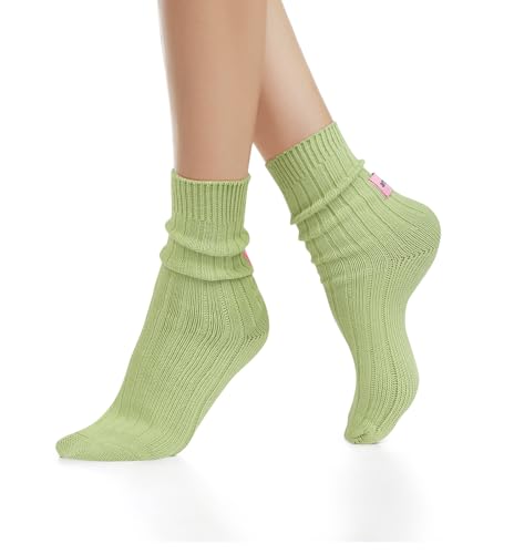 Image of Benefeet Sox Crew Socks for Women Retro Cotton Ribbed Knit Casual Socks Solid Color Athletic Sock