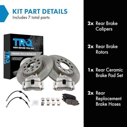 Image of TRQ Rear Brake Pad & Rotor Kit Ceramic Compatible with 2018 Fiat 500X Jeep Renegade