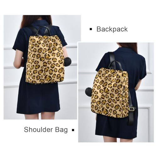 Sac à dos léopard doré élégant avec finitions en cuir synthétique