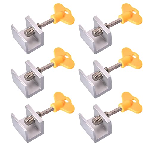 6PCS clé Serrure de sécurité de cadre Verrous de Fenêtre Porte Coulissante serrures de fenêtre coulissantes en aluminium Fenêtre Serrure de fenêtre en alliage réglable sécurité enfant antivol Cover