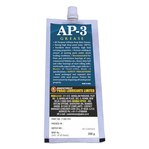 Image of PALCO AP-3 GREASE Pouch 200g (Pack of 5) Multipurpose Water Resistant & Chassis Bearing Lithium Base Anti Corrosion Grease for Car Cycle Bike Chain Lube NLGI-3 Long Lasting Lubricant