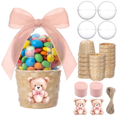 Mifoci 12 Set Hot Air Balloon Baby Shower Table Centerpieces Favors Pink Bear Baby Shower Decorations DIY Candy Favors Box Gift Set for Birthday Gender Reveal Party Decor