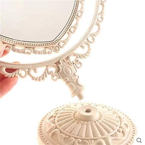D&X 7-Inch Lovely Heart Mirror 360 Degree Rotation Double Sided Magnifying Makeup Mirror I Bathroom Bedroom Vanity Mirror I Cute Vintage Mirror(Beige, Heart-Shaped) #TOP3