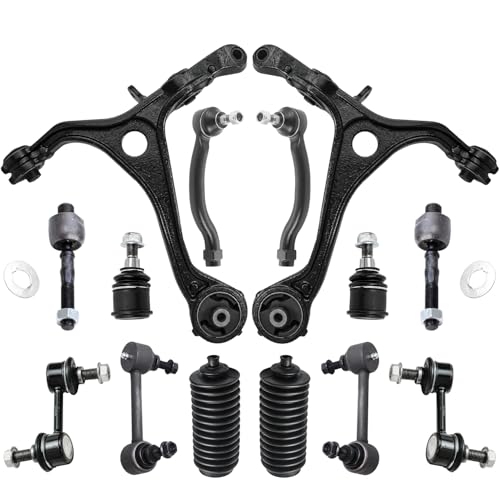 Image of Detroit Axle - 14pc Suspension Kit for 2004 2005 2006 Acura TL, Front 2 Lower Control Arms Assembly 2 Lower Ball Joints 4 Outer Inner Tie Rod Ends, 4 Front Rear Sway Bar End Links, 2 Boots Replacement