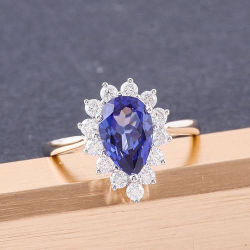 Anillo de oro blanco de 9 quilates con zafiro y moissanite - Fernando Cortés