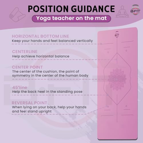 Image of B Fit Extra Wide 36x72 Inchs 9 MM Thick Original TPE Yoga Mat - Free Yoga Bag and Strap Included - With Alignment System, Non-slip, Eco-friendly, sweat-resistant (Dark Purple-Ligt Blue)