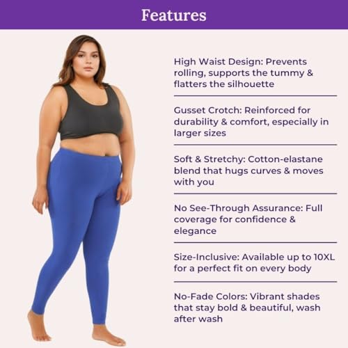Image of Adira | Plus Size Leggings for Women | Plus Size Leggings for Women | High Waist | Ankle Length | Soft Cotton & Elastane Blend | Non-See-Through | Gusset Crotch Prevents Ripping