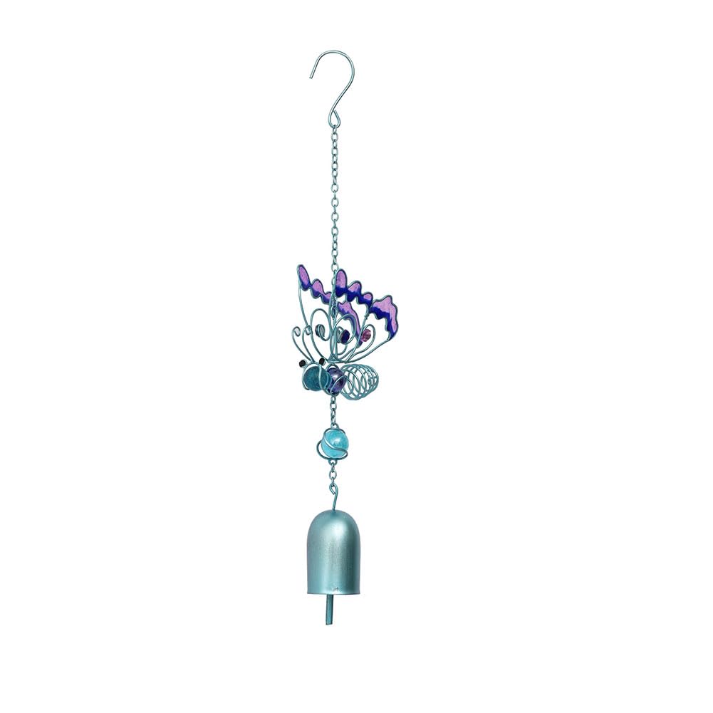 Lurtwais 1 Piece of Butterfly Wind Chime Iron Colored Painted Glass Butterfly Wind Chime Butterfly Wind Chime Home Decoration Wind Chime for Balcony Hanging Decoration