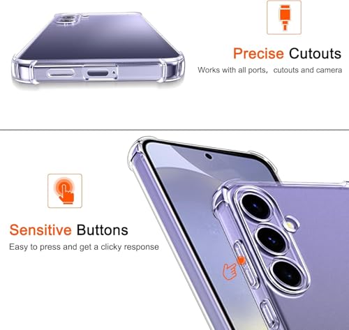 Image of Lustree Back Cover Transparent Case Compatible with Samsung Galaxy S24 Plus | Clear + TPU Case with 4 Corner Air Cushion Protection & Camera Protection | Slim& Stylus Cover