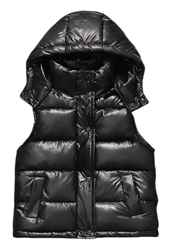 Happy Cherry Girls Metallic Thermal Vest Toddler Baby Winter Warm Jacket Hoodie Kids Shiny Sleeveless Snow Down Coats Waistcoat