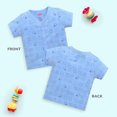 Image of LuvLap Baby Girls Regular Fit 100% Cotton Half Sleeves Girls Jhabla Shirt Pack of 4