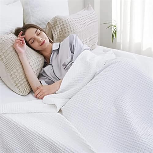 Manta de tejido gofre de algodón lavada y ligera para sofá cama 6