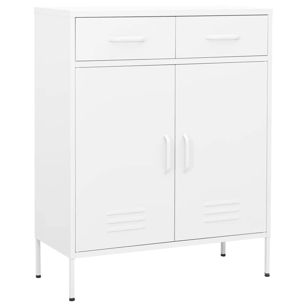 Armadio da ufficio, autoportante, in metallo, per aziende, ufficio, scuola, garage, bianco, 80 x 35 x 101,5 cm, in acciaio (facile da montare)