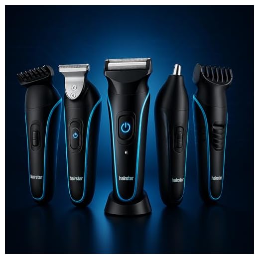 Kit Barbeador Elétrico 5 em 1 | Aparador de Barba, Cabelo, Nariz e Ouvido | Lâmina Dupla Titanium | Bivolt Recarregável USB | Turbo Power