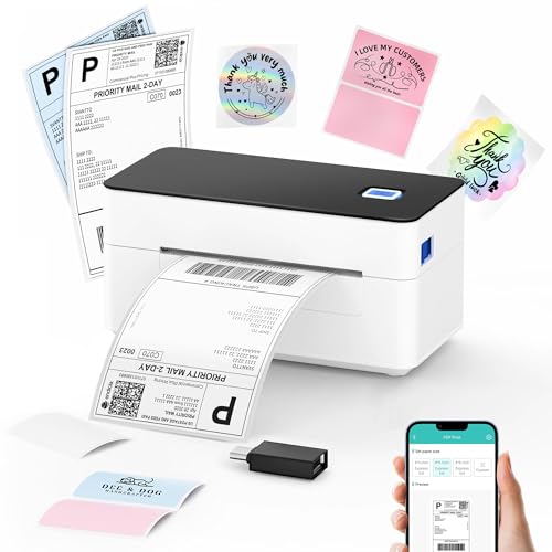 SVANTTO Bluetooth Shipping Label Printer 4x6, Compatible with Windows/Mac/Android/iOS, High-Speed 4x6 Thermal Label Printer for USPS, UPS, Etsy, Shopify, Poshmark, Inkless Printing by SVANTTO - Used condition - US$38.39