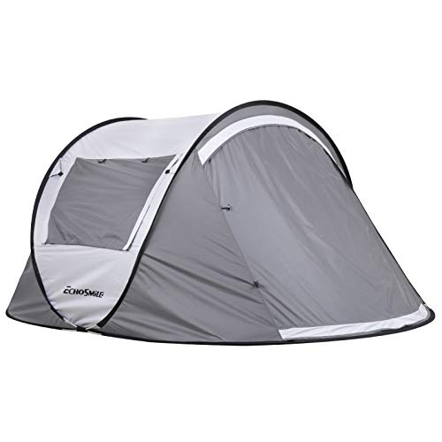 EchoSmile Camping Instant Tent, 2 Person Pop Up Tent, Water Resistant Dome Tent, Easy Setup for Camping Hiking and Outdoor, Portable Tent with Carry Bag, for 4 Seasons (White&Gray - Thumbnail 5